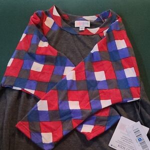 LuLaRoe Kids' Red and Blue Checkered Shirt